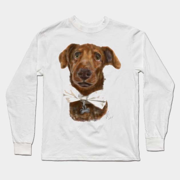 Pooch with a bow tie Long Sleeve T-Shirt by LITDigitalArt